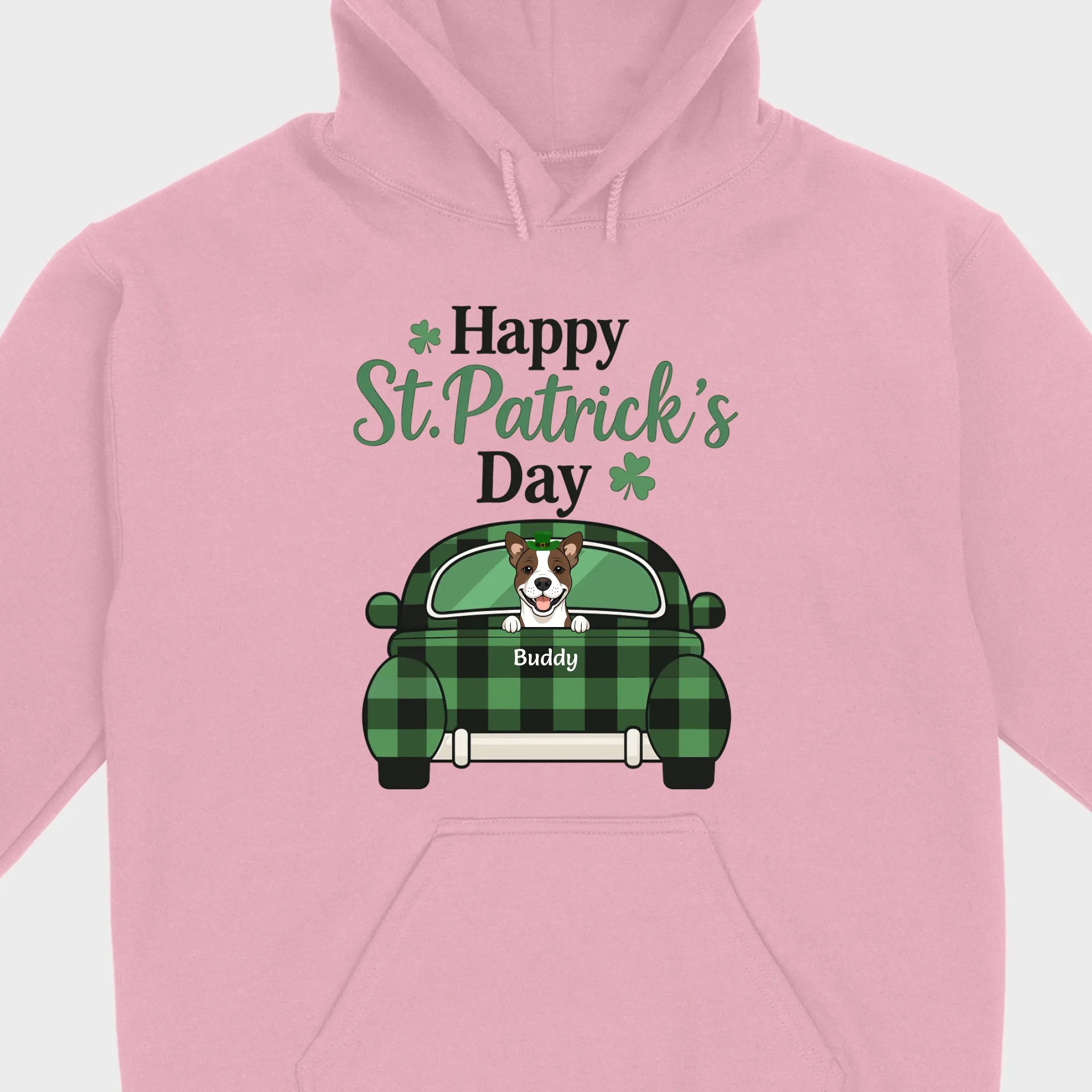 Cute Dog & Plaid Car “Happy St. Patrick’s Day” Tee – Fun Green Holiday Outfit - 89Prints