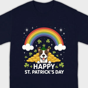Holiday Rainbow Tee – St. Patrick’s Day Shirt with Cute Dog & Green Accents - 89Prints