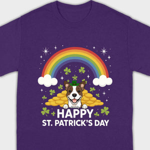 Holiday Rainbow Tee – St. Patrick’s Day Shirt with Cute Dog & Green Accents - 89Prints