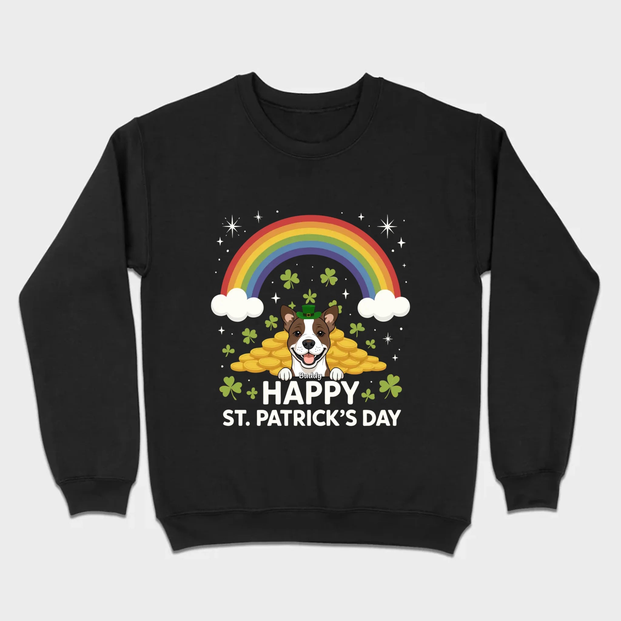 Holiday Rainbow Tee – St. Patrick’s Day Shirt with Cute Dog & Green Accents - 89Prints