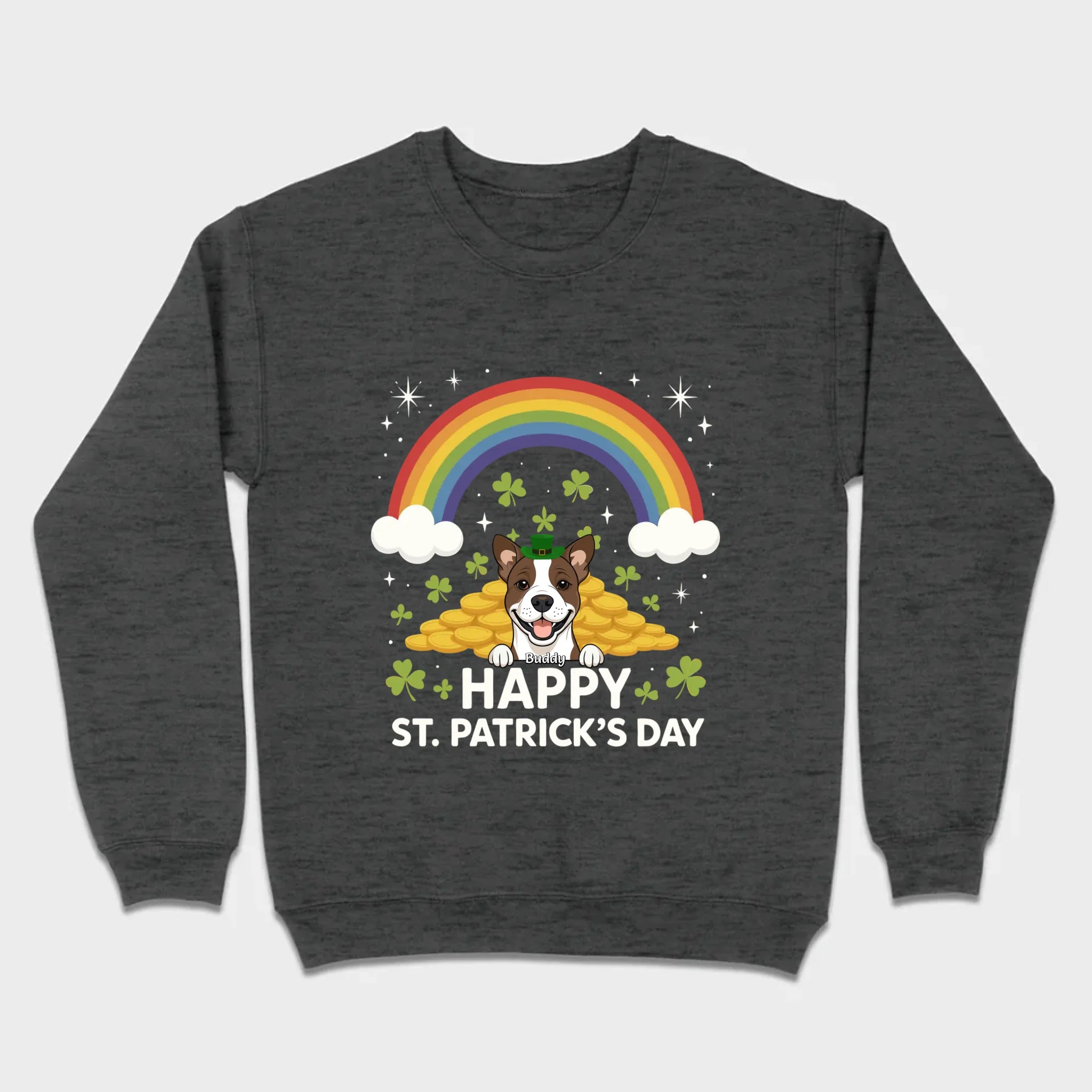 Holiday Rainbow Tee – St. Patrick’s Day Shirt with Cute Dog & Green Accents - 89Prints