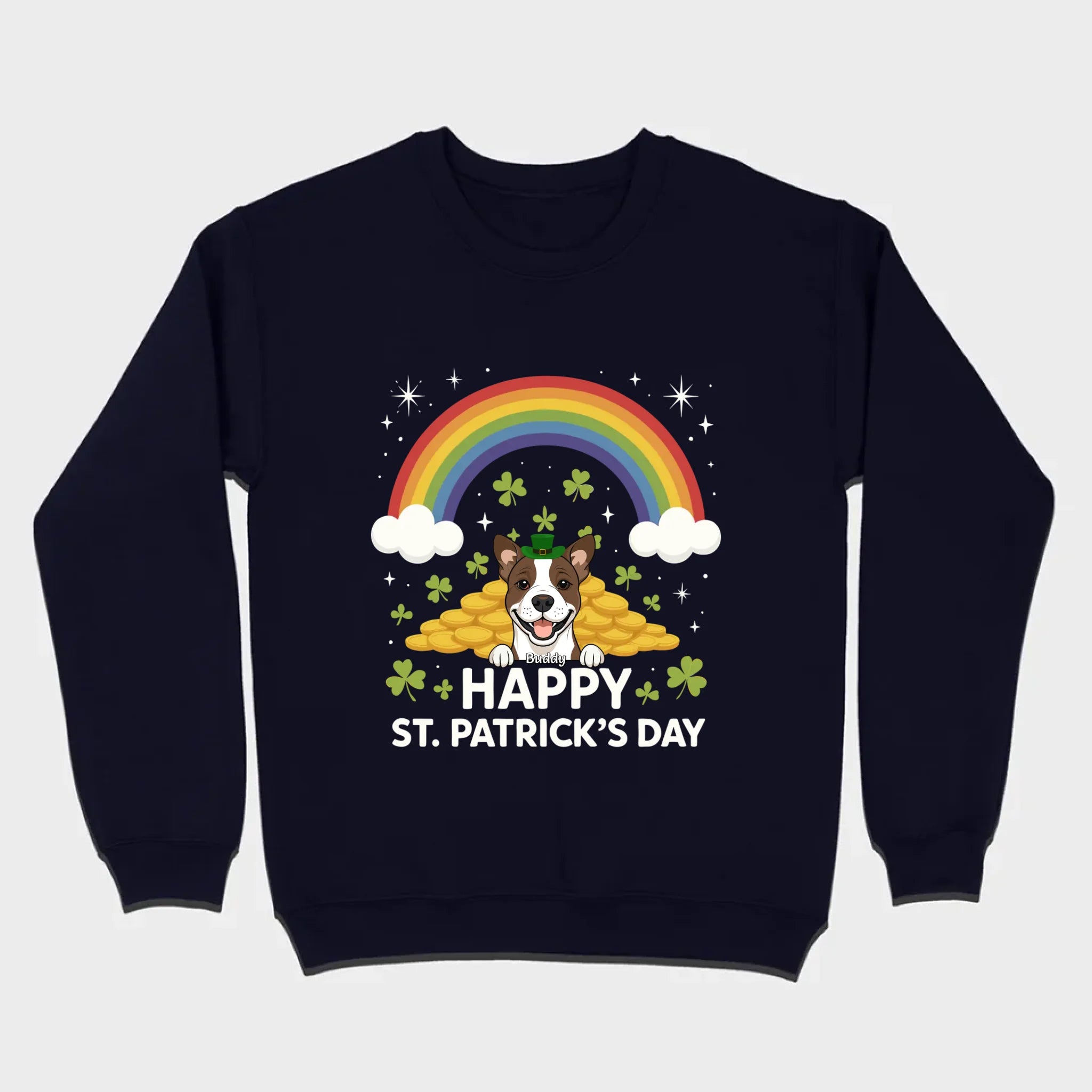 Holiday Rainbow Tee – St. Patrick’s Day Shirt with Cute Dog & Green Accents - 89Prints
