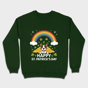 Holiday Rainbow Tee – St. Patrick’s Day Shirt with Cute Dog & Green Accents - 89Prints