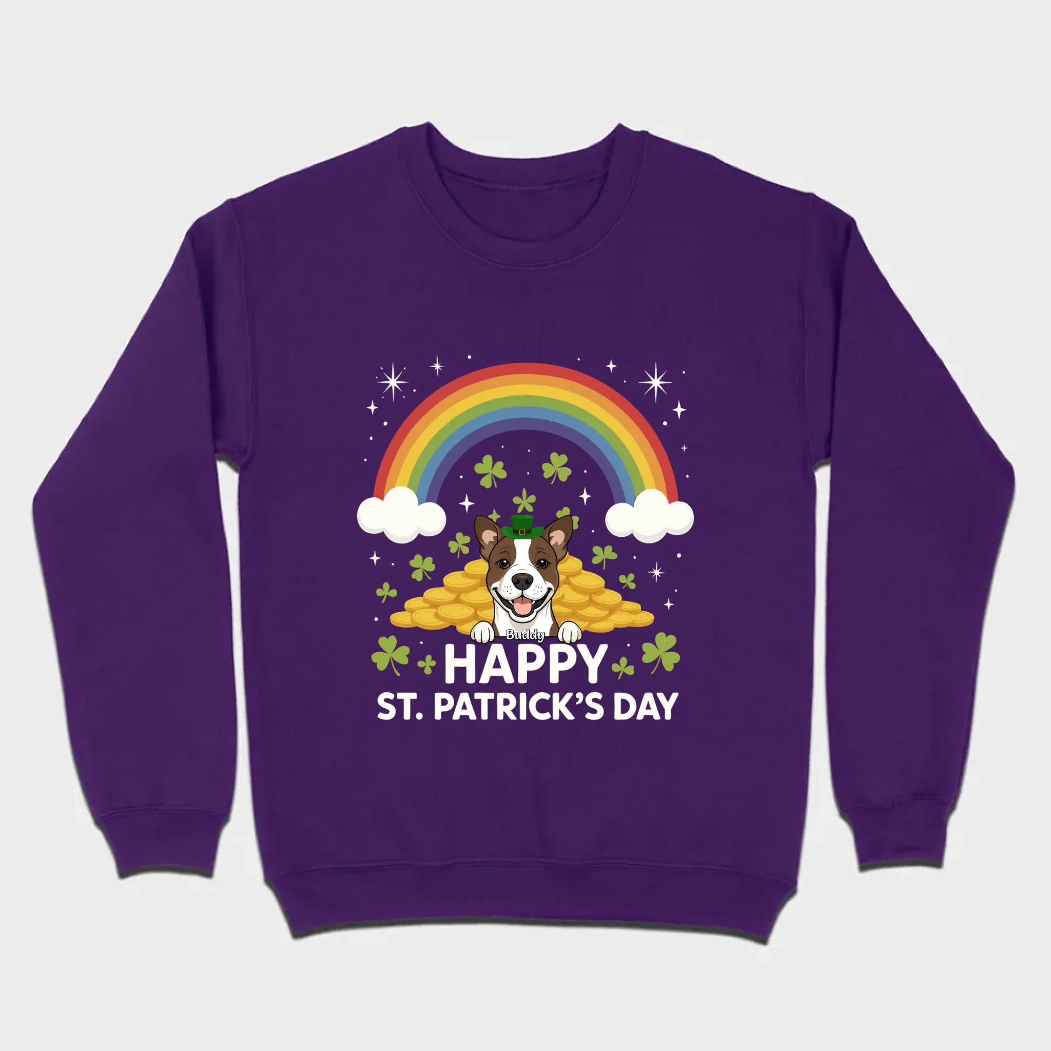Holiday Rainbow Tee – St. Patrick’s Day Shirt with Cute Dog & Green Accents - 89Prints