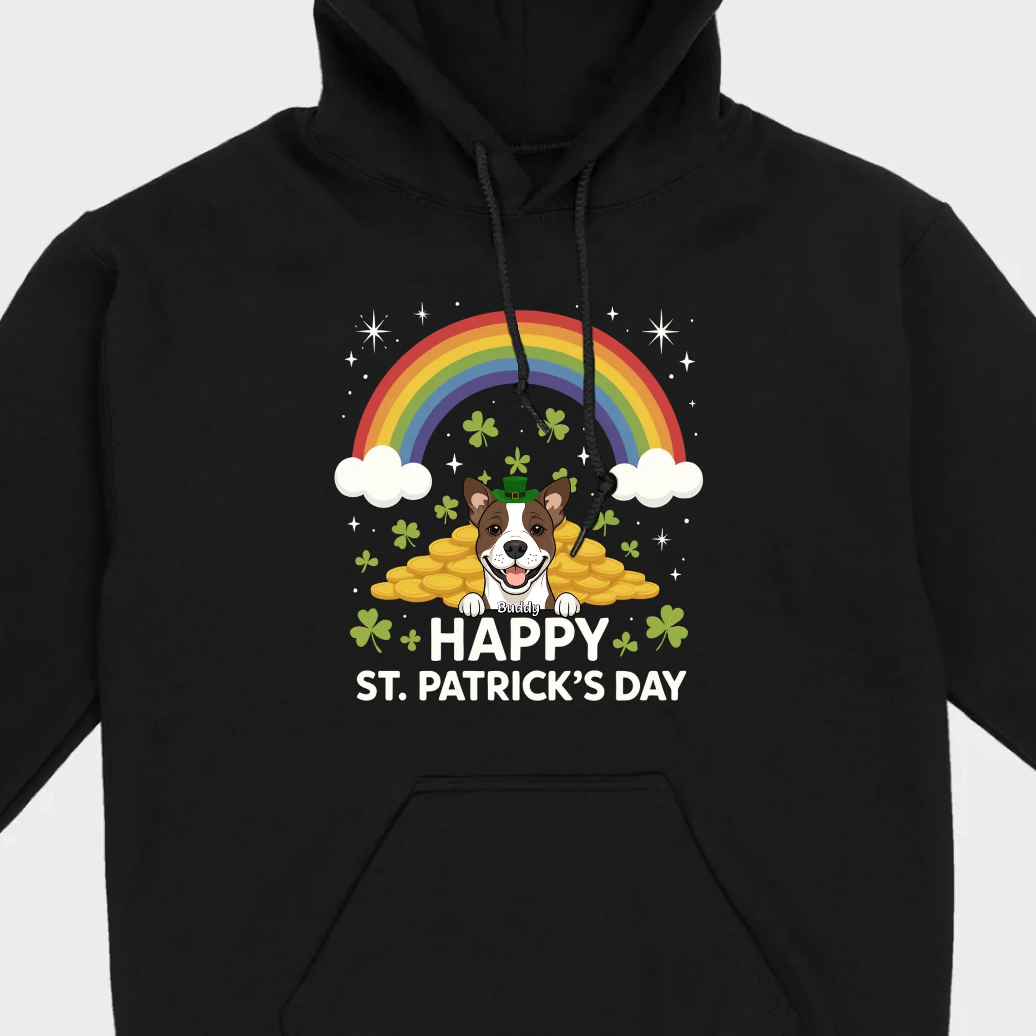 Holiday Rainbow Tee – St. Patrick’s Day Shirt with Cute Dog & Green Accents - 89Prints