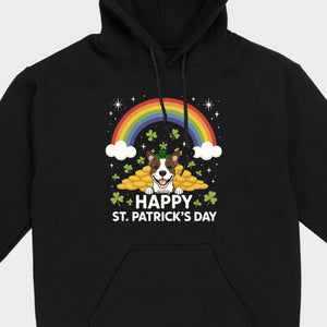 Holiday Rainbow Tee – St. Patrick’s Day Shirt with Cute Dog & Green Accents - 89Prints