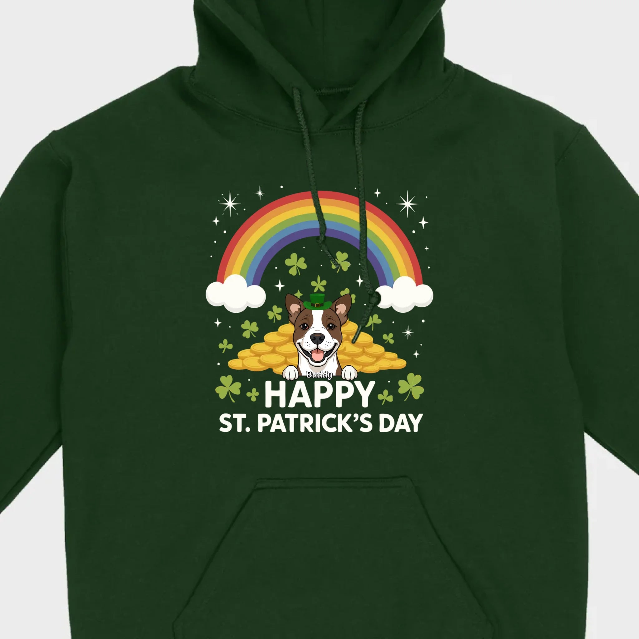 Holiday Rainbow Tee – St. Patrick’s Day Shirt with Cute Dog & Green Accents - 89Prints
