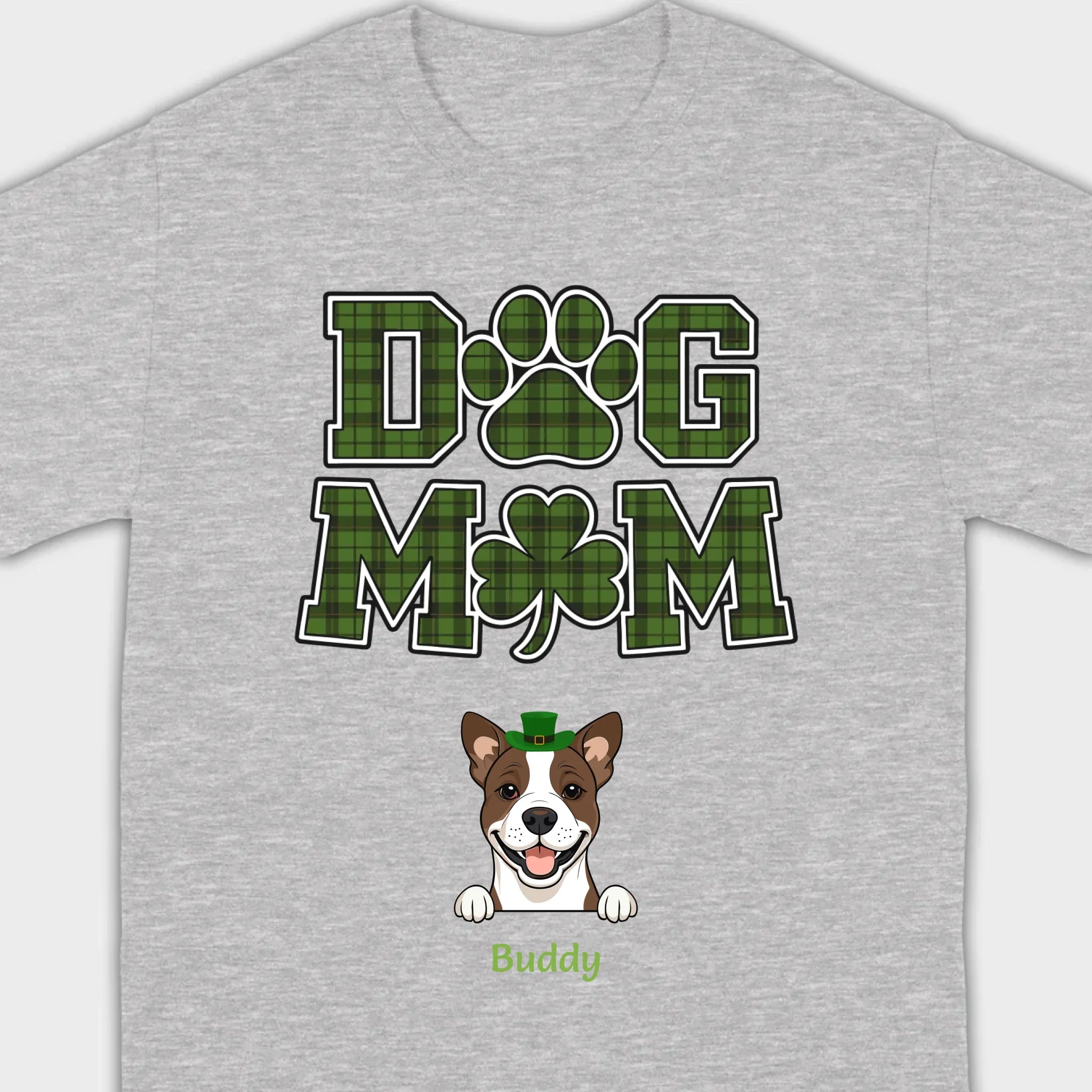 Dog Mom Hoodie – Green Plaid St. Patrick’s Day Design with Cute Hat-Wearing Pup - 89Prints
