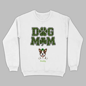 Dog Mom Hoodie – Green Plaid St. Patrick’s Day Design with Cute Hat-Wearing Pup - 89Prints