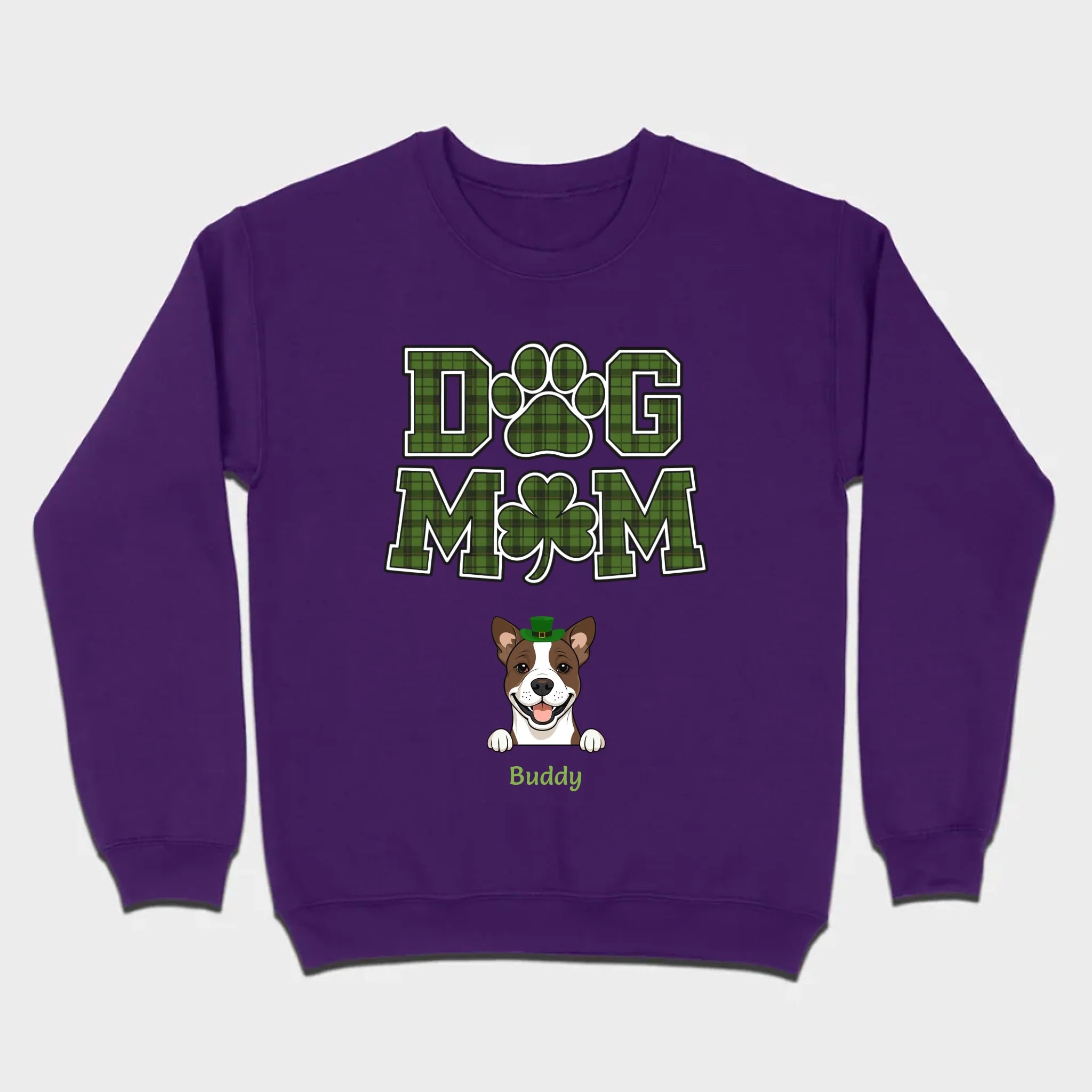 Dog Mom Hoodie – Green Plaid St. Patrick’s Day Design with Cute Hat-Wearing Pup - 89Prints