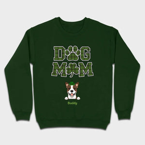 Dog Mom Hoodie – Green Plaid St. Patrick’s Day Design with Cute Hat-Wearing Pup - 89Prints