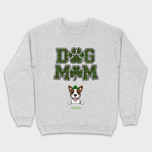 Dog Mom Hoodie – Green Plaid St. Patrick’s Day Design with Cute Hat-Wearing Pup - 89Prints