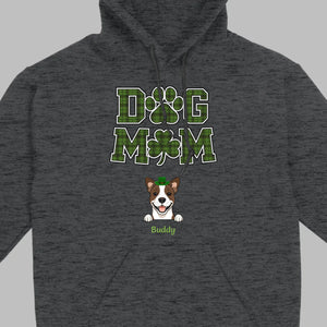 Dog Mom Hoodie – Green Plaid St. Patrick’s Day Design with Cute Hat-Wearing Pup - 89Prints