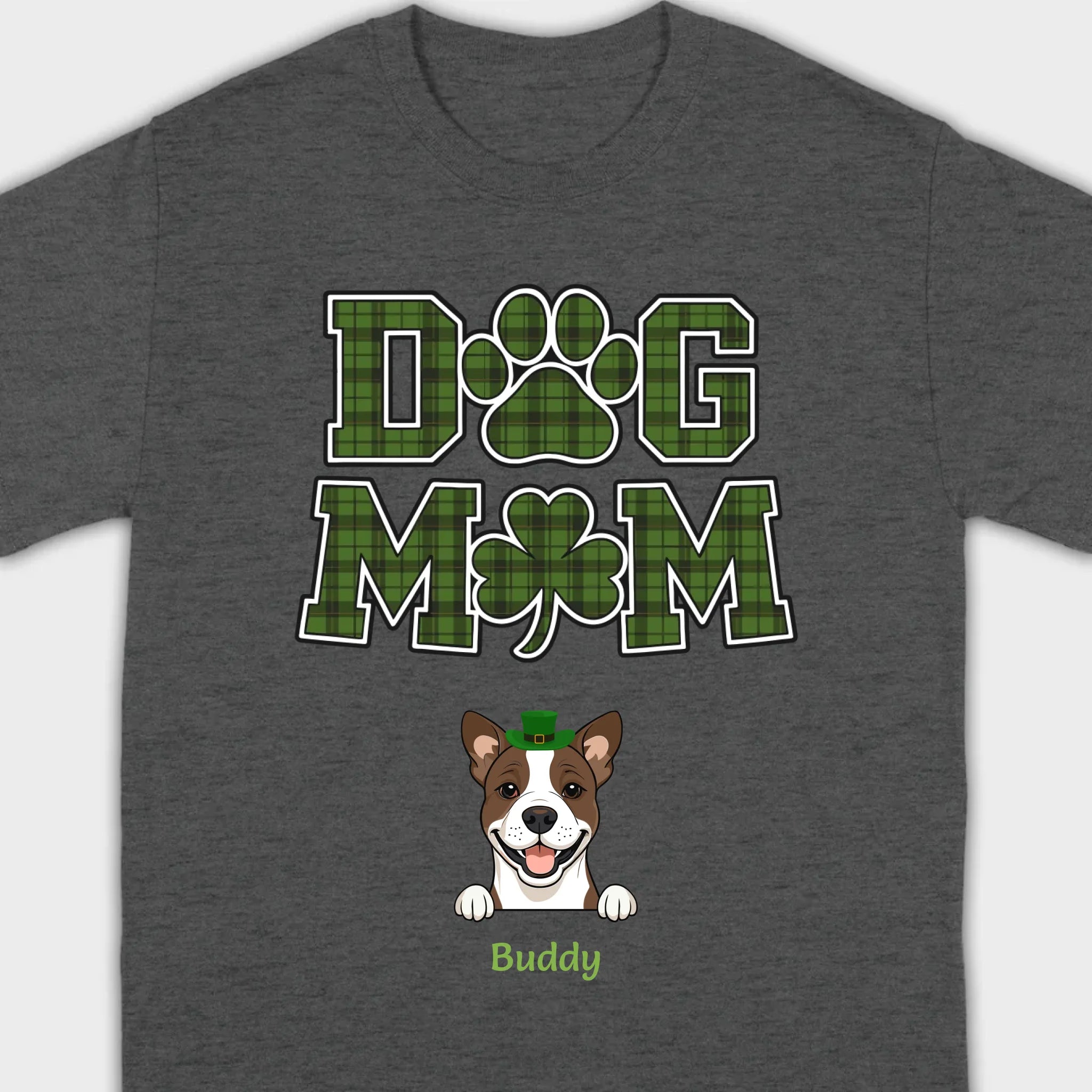Dog Mom Hoodie – Green Plaid St. Patrick’s Day Design with Cute Hat-Wearing Pup - 89Prints