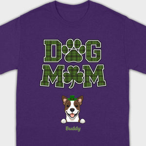 Dog Mom Hoodie – Green Plaid St. Patrick’s Day Design with Cute Hat-Wearing Pup - 89Prints