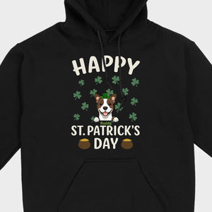 St. Patrick’s Day Dog Shirt – Cute Dog in Leprechaun Hat with Gold Pots & “Happy St. Patrick’s Day” Graphic - 89Prints