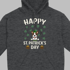 St. Patrick’s Day Dog Shirt – Cute Dog in Leprechaun Hat with Gold Pots & “Happy St. Patrick’s Day” Graphic - 89Prints