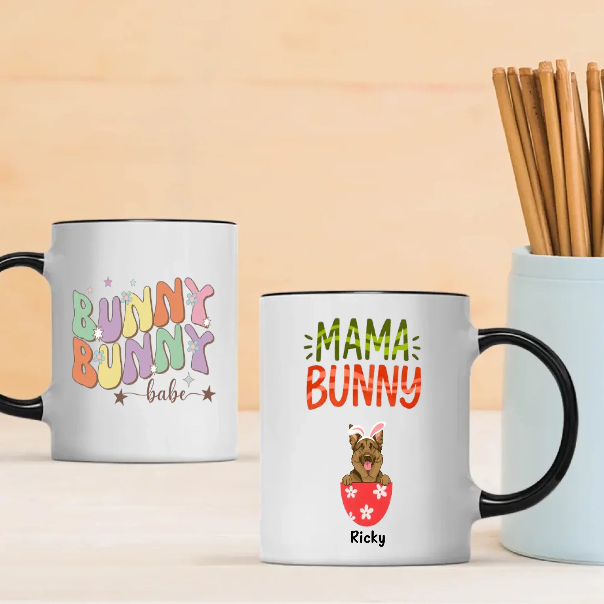 Spring Easter Mug – Custom Dog Lover Cup with Pet Name – 89Prints