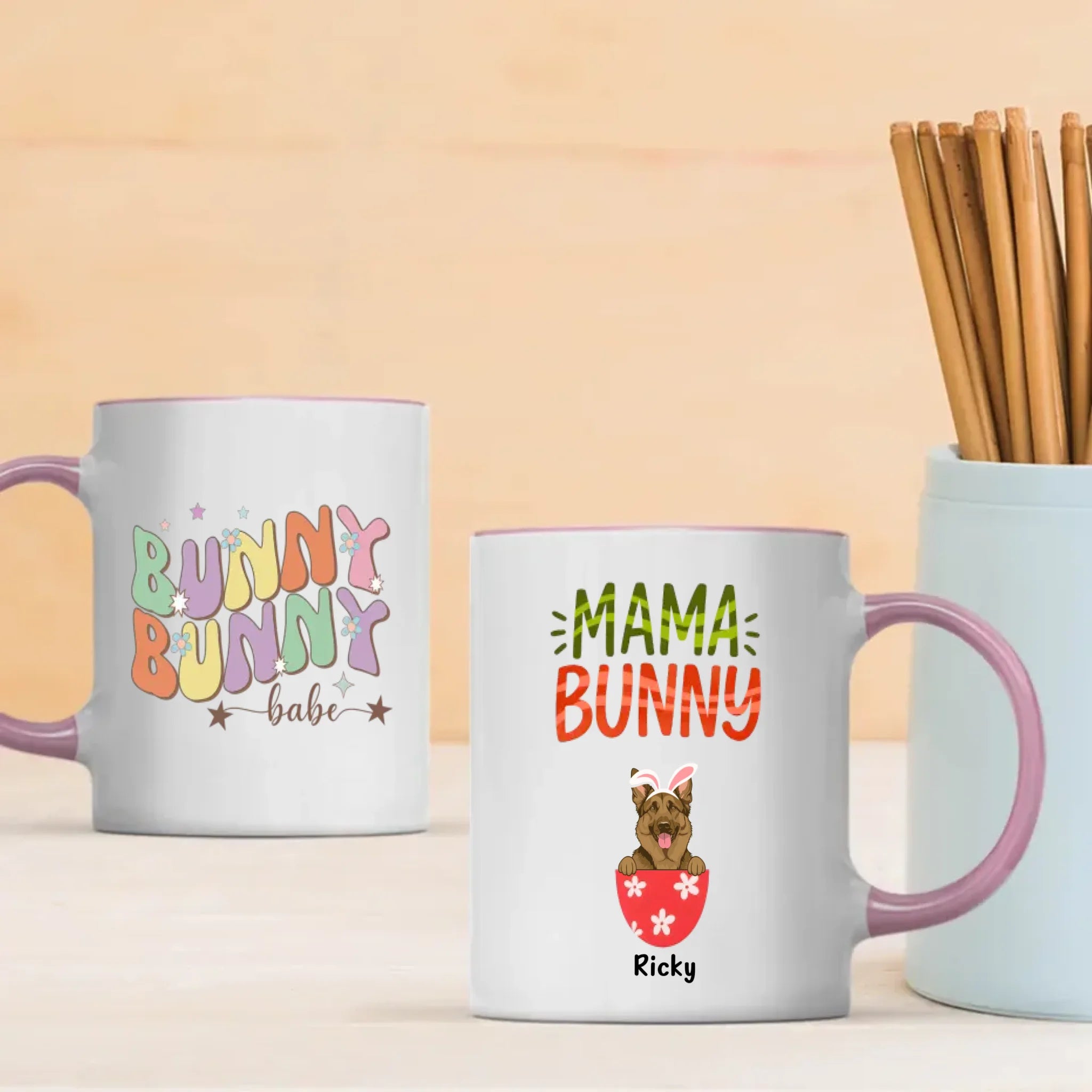 Spring Easter Mug – Custom Dog Lover Cup with Pet Name – 89Prints