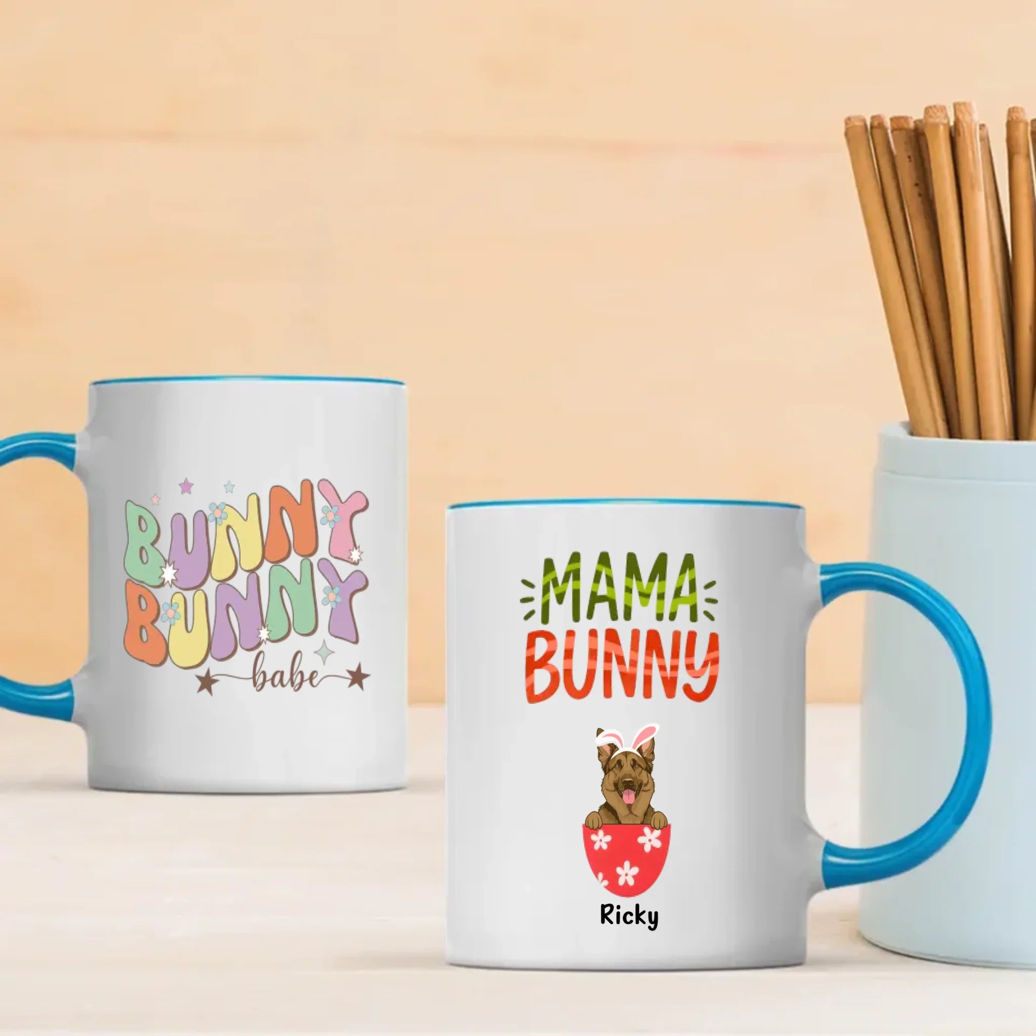 Spring Easter Mug – Custom Dog Lover Cup with Pet Name – 89Prints