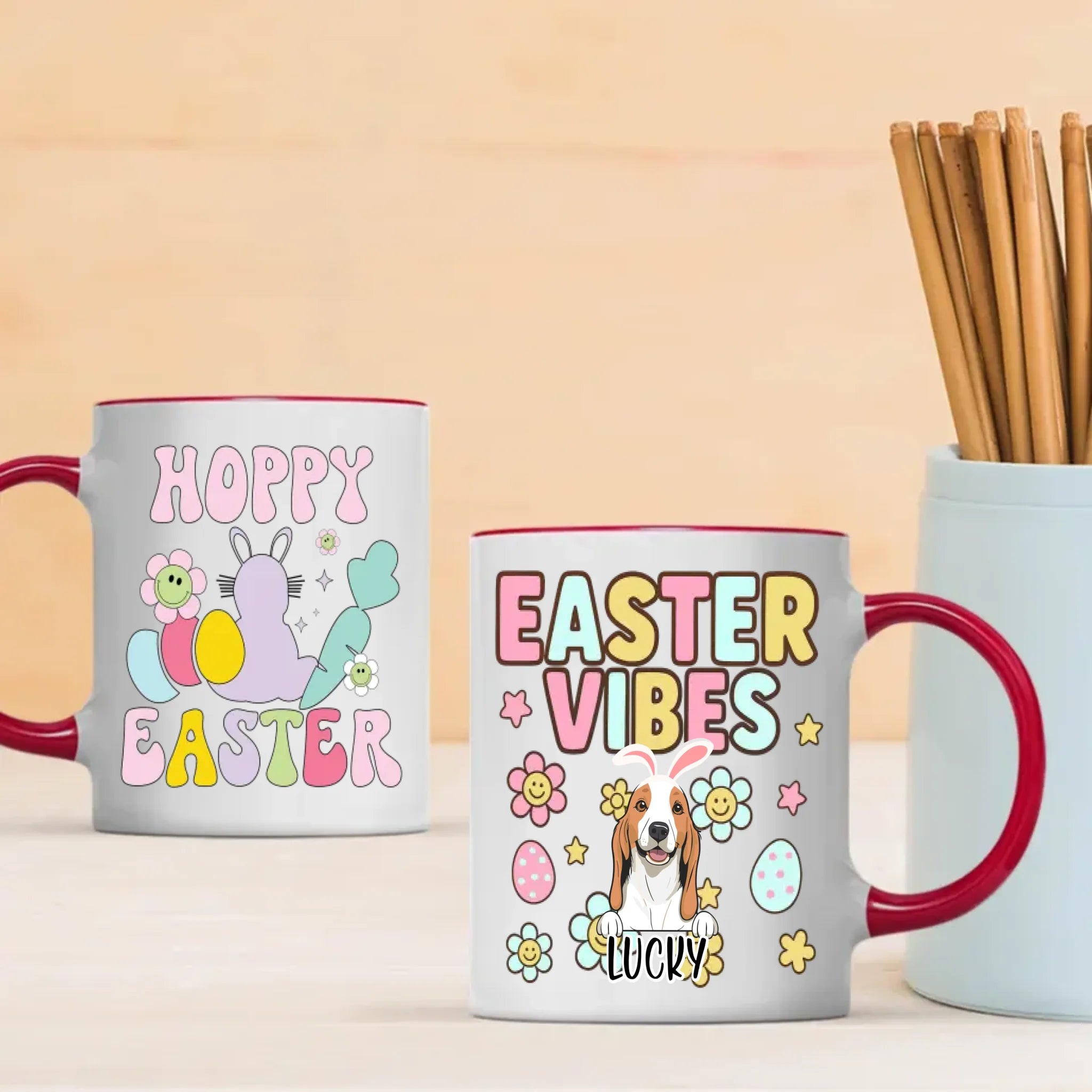 Cute Easter Mug – Personalized Dog Lover Coffee Cup with Spring Vibes – 89Prints