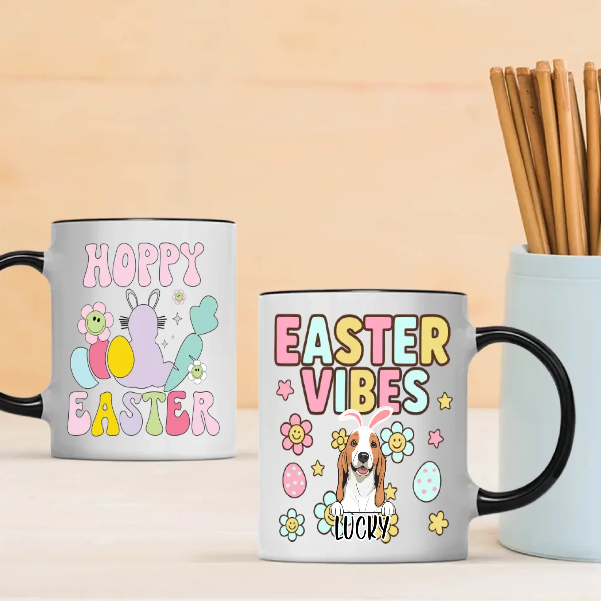 Cute Easter Mug – Personalized Dog Lover Coffee Cup with Spring Vibes – 89Prints