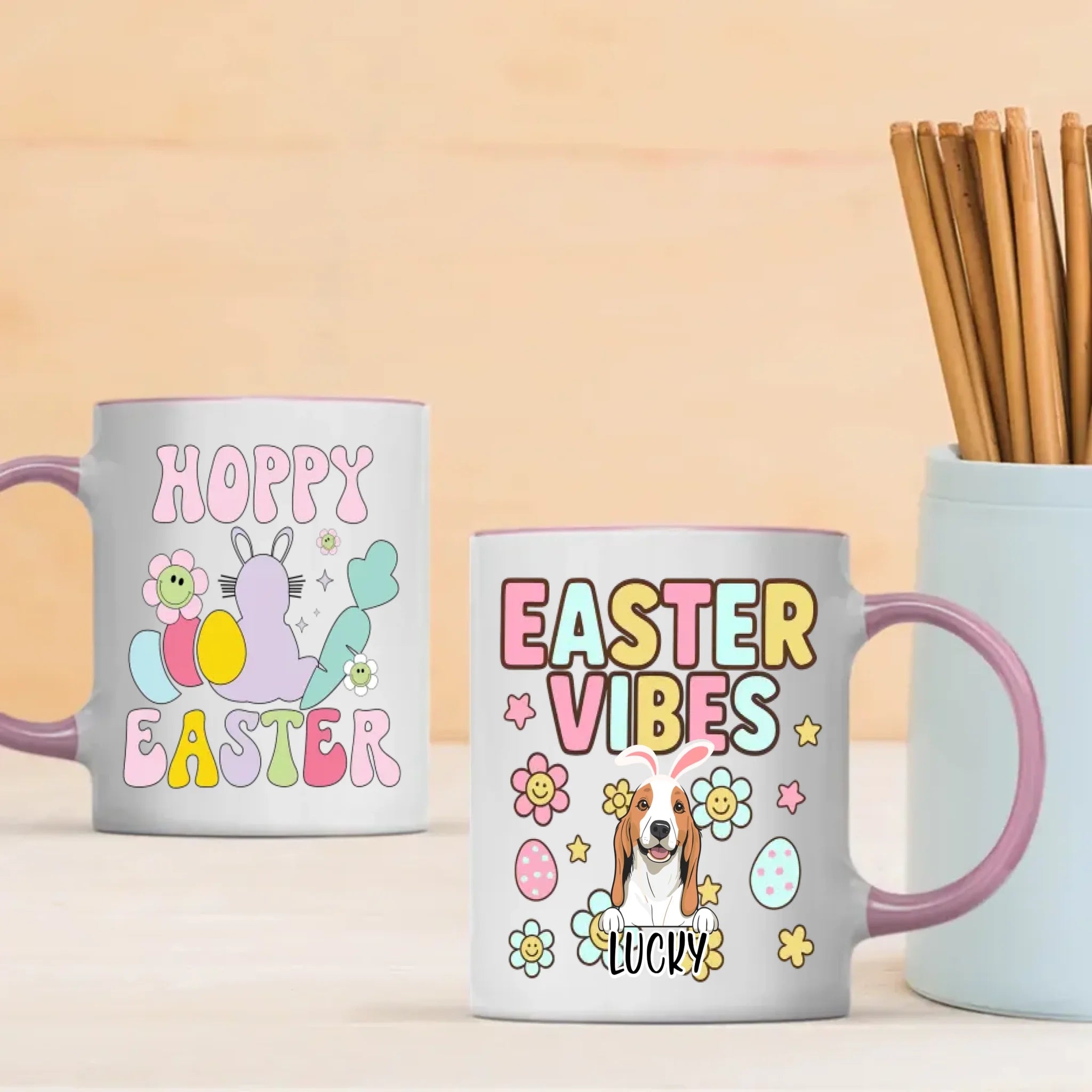 Cute Easter Mug – Personalized Dog Lover Coffee Cup with Spring Vibes – 89Prints