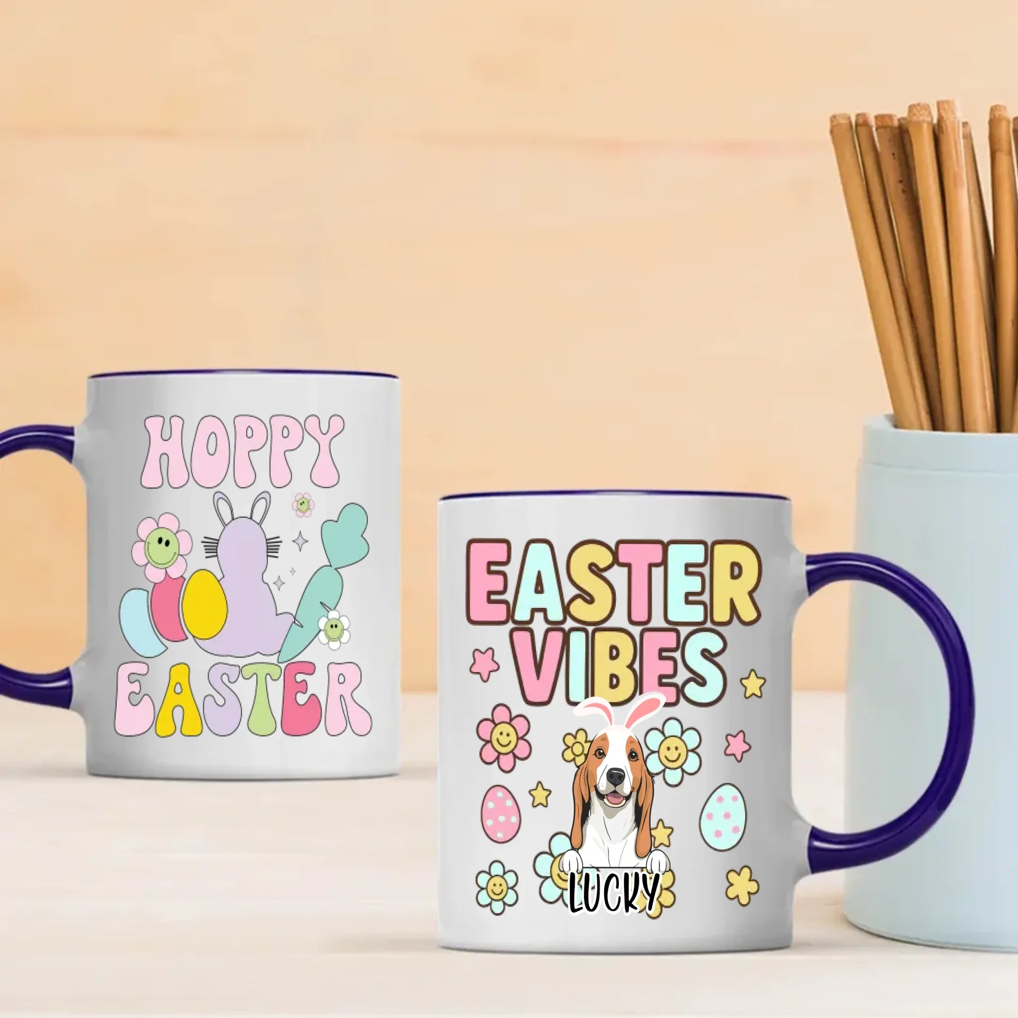 Cute Easter Mug – Personalized Dog Lover Coffee Cup with Spring Vibes – 89Prints