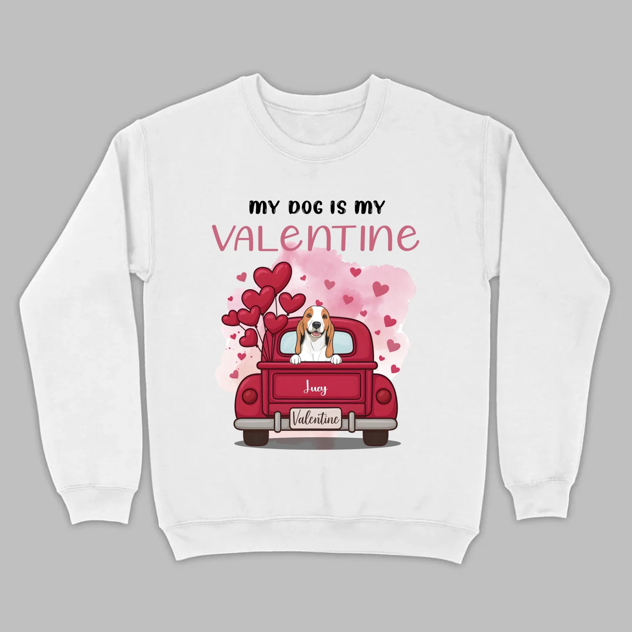 Red Truck Valentine T-Shirt with Your Dog’s Names – Cute Gift Idea - 89Prints