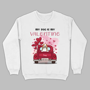 Red Truck Valentine T-Shirt with Your Dog’s Names – Cute Gift Idea - 89Prints