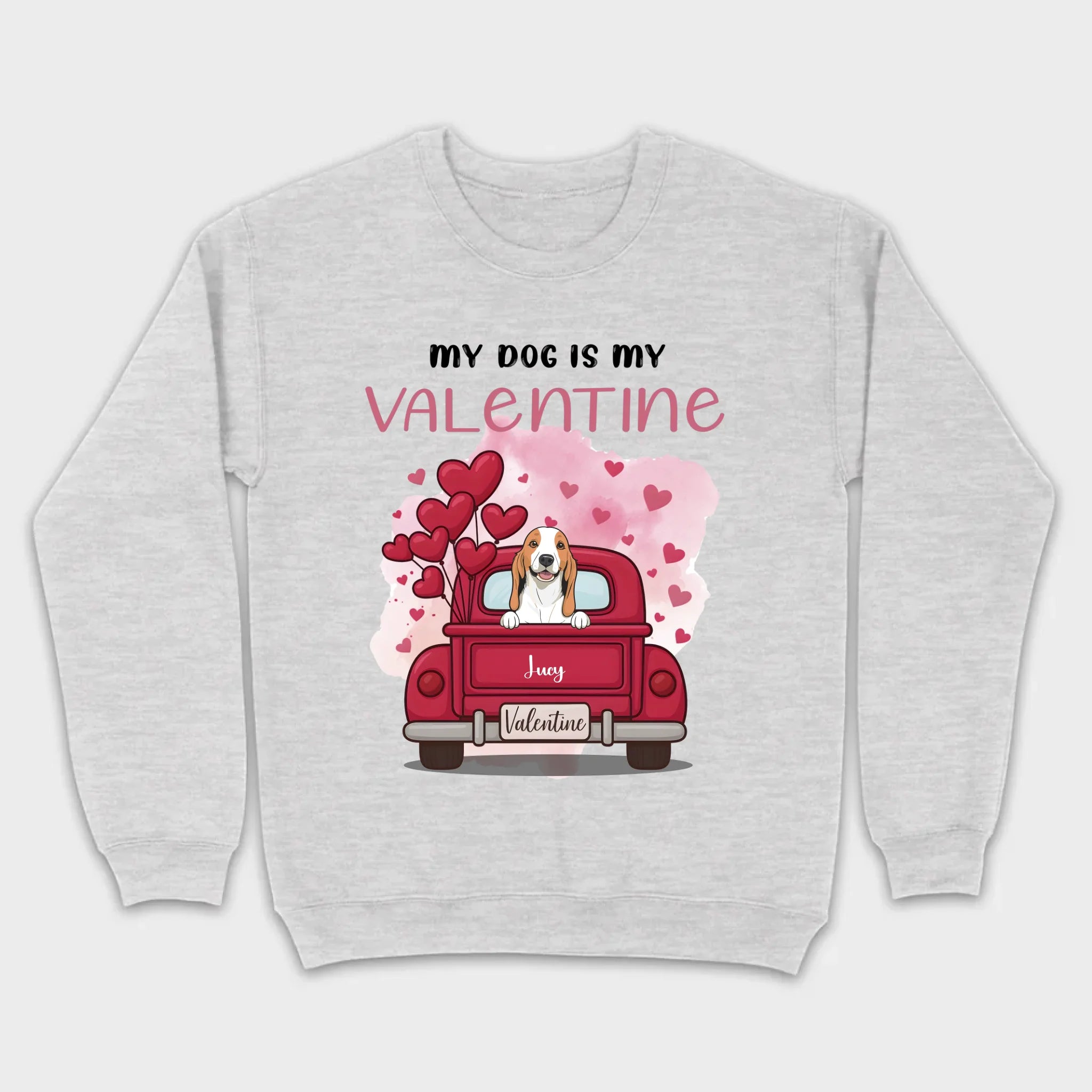 Red Truck Valentine T-Shirt with Your Dog’s Names – Cute Gift Idea - 89Prints