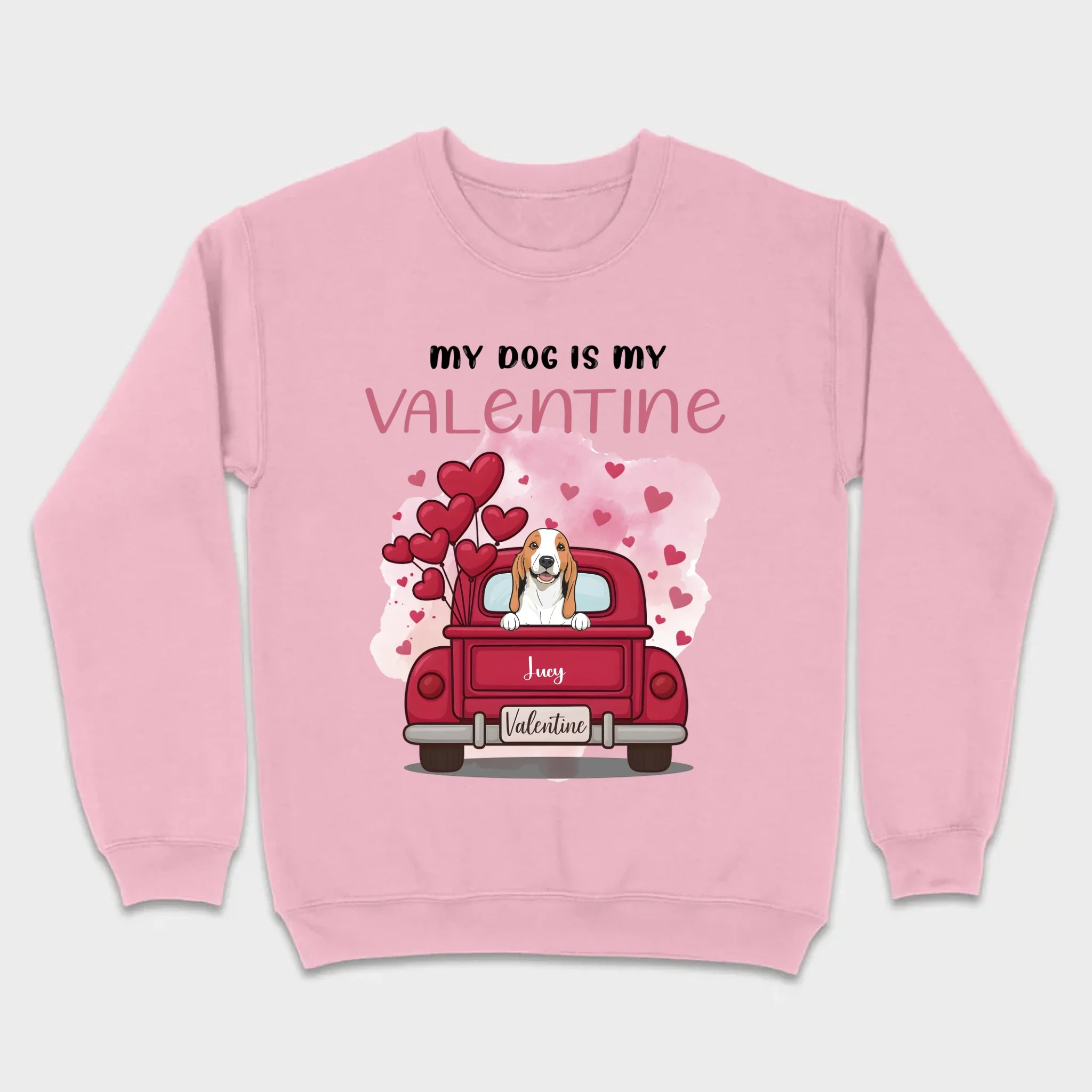 Red Truck Valentine T-Shirt with Your Dog’s Names – Cute Gift Idea - 89Prints