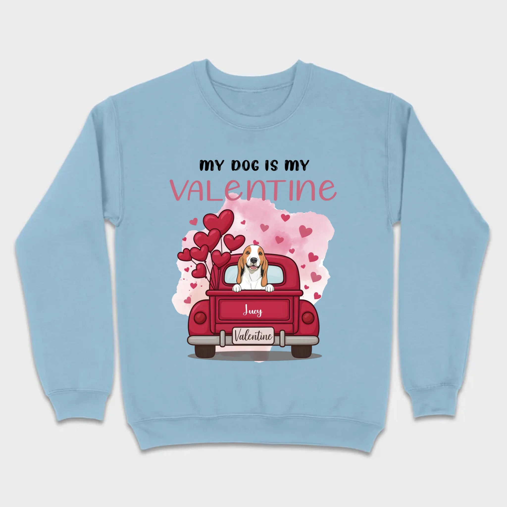 Red Truck Valentine T-Shirt with Your Dog’s Names – Cute Gift Idea - 89Prints