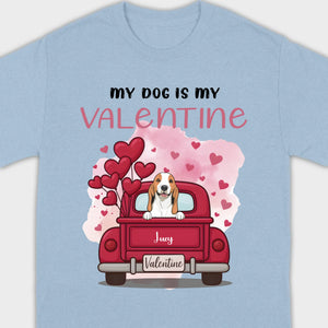 Red Truck Valentine T-Shirt with Your Dog’s Names – Cute Gift Idea - 89Prints