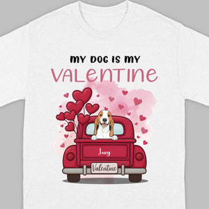 Red Truck Valentine T-Shirt with Your Dog’s Names – Cute Gift Idea - 89Prints