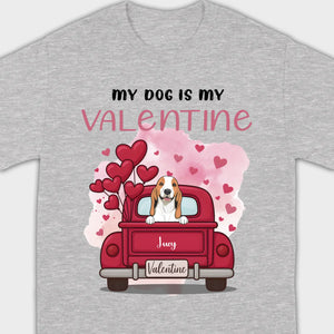 Red Truck Valentine T-Shirt with Your Dog’s Names – Cute Gift Idea - 89Prints