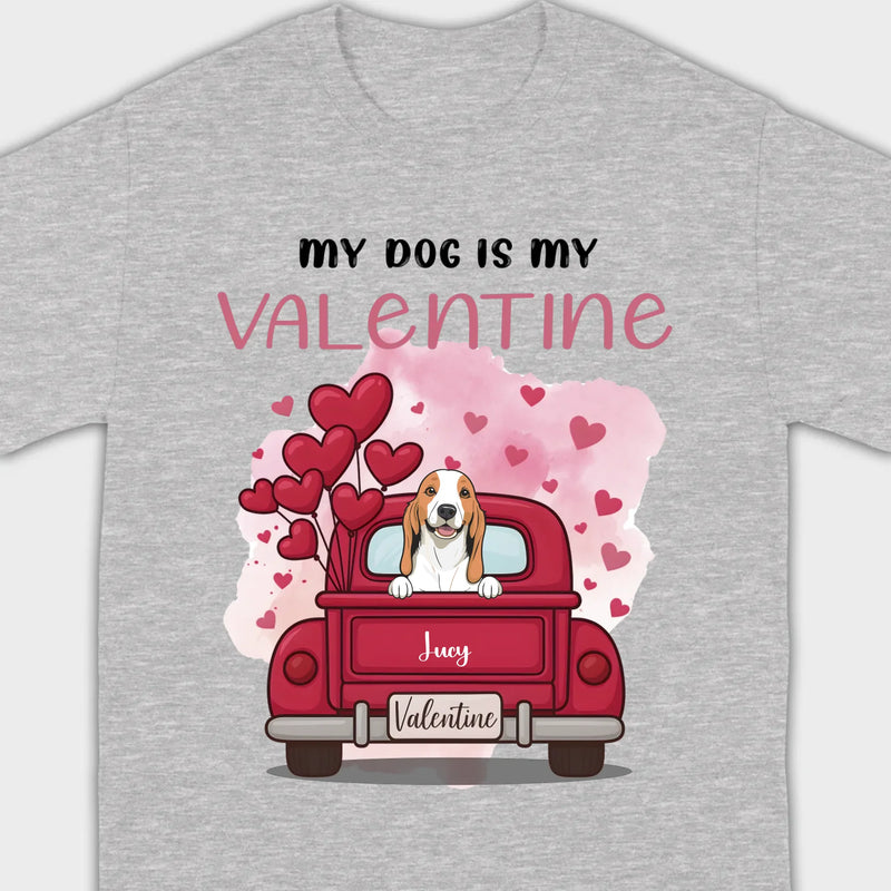Red Truck Valentine T-Shirt with Your Dog’s Names – Cute Gift Idea - 89Prints