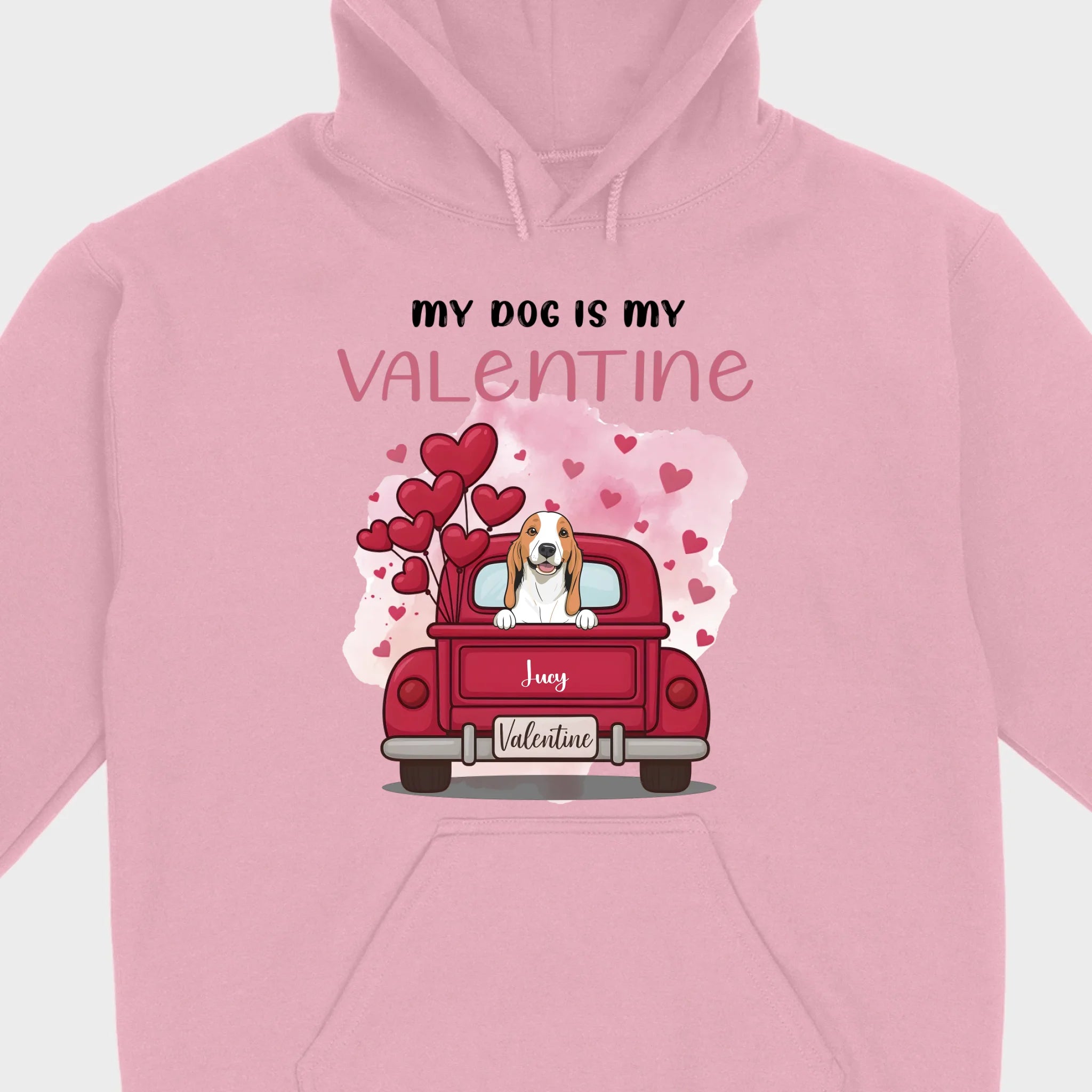 Red Truck Valentine T-Shirt with Your Dog’s Names – Cute Gift Idea - 89Prints