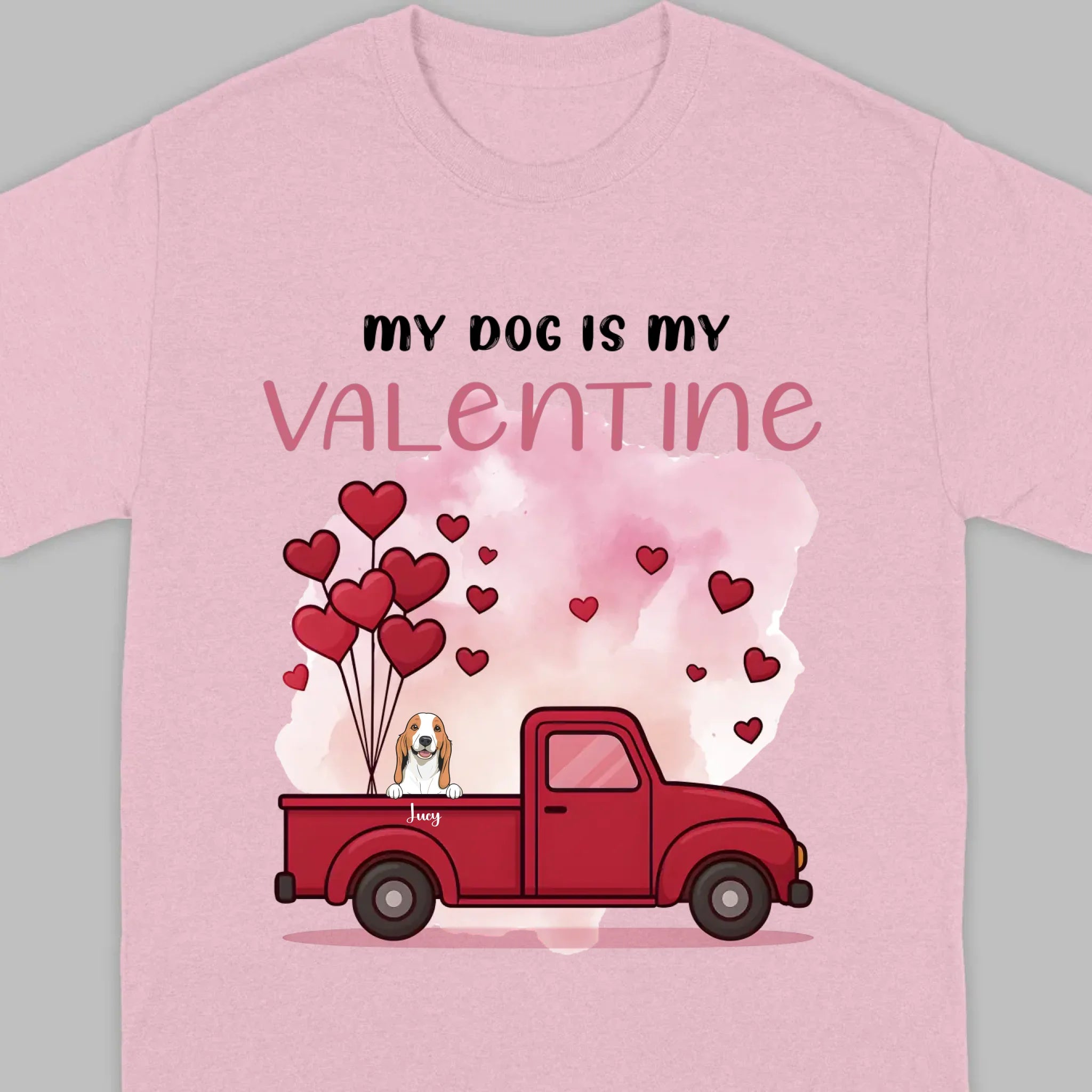 Valentine Gift Hoodie with Red Truck and Dog Names – Cute & Personalized - 89Prints