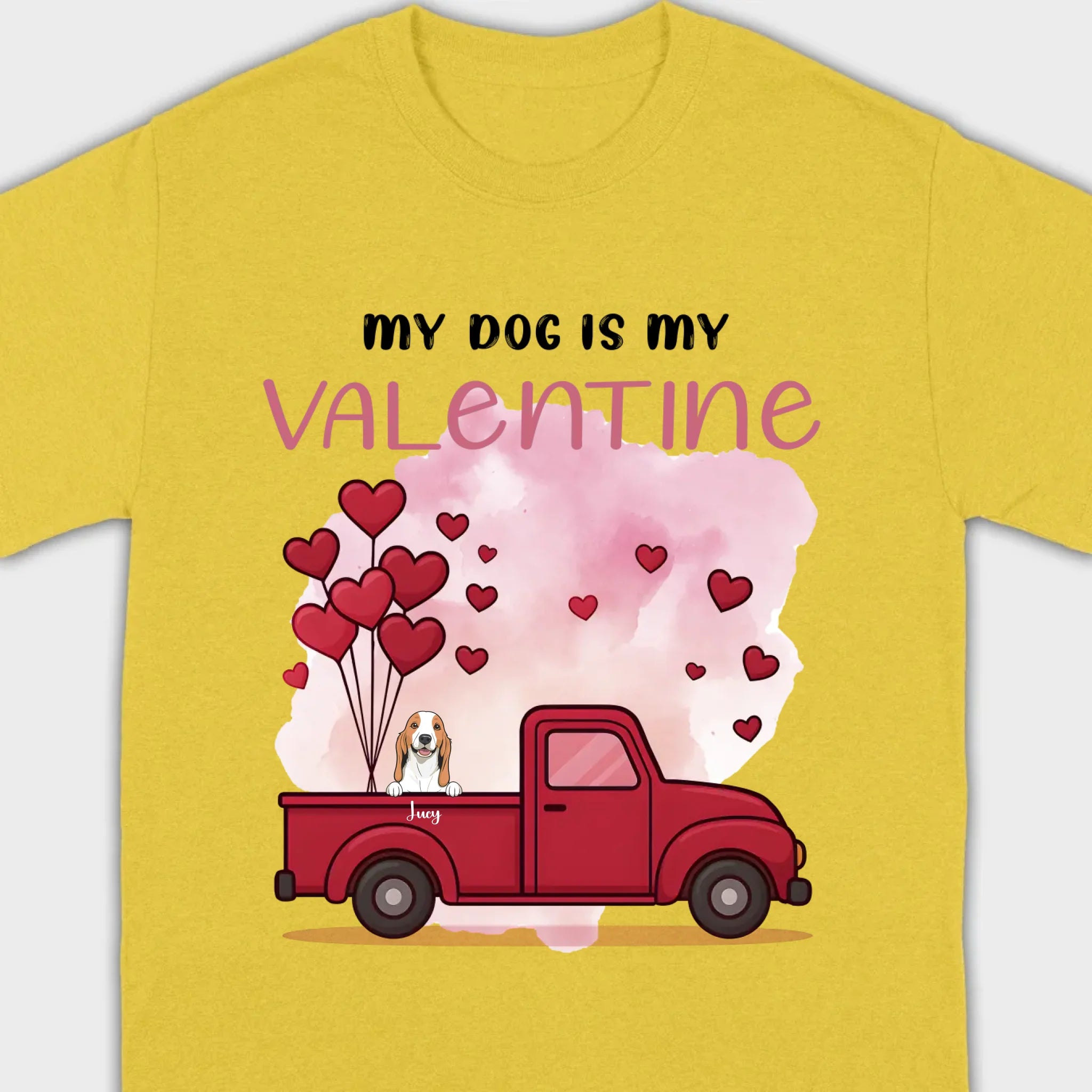 Valentine Gift Hoodie with Red Truck and Dog Names – Cute & Personalized - 89Prints