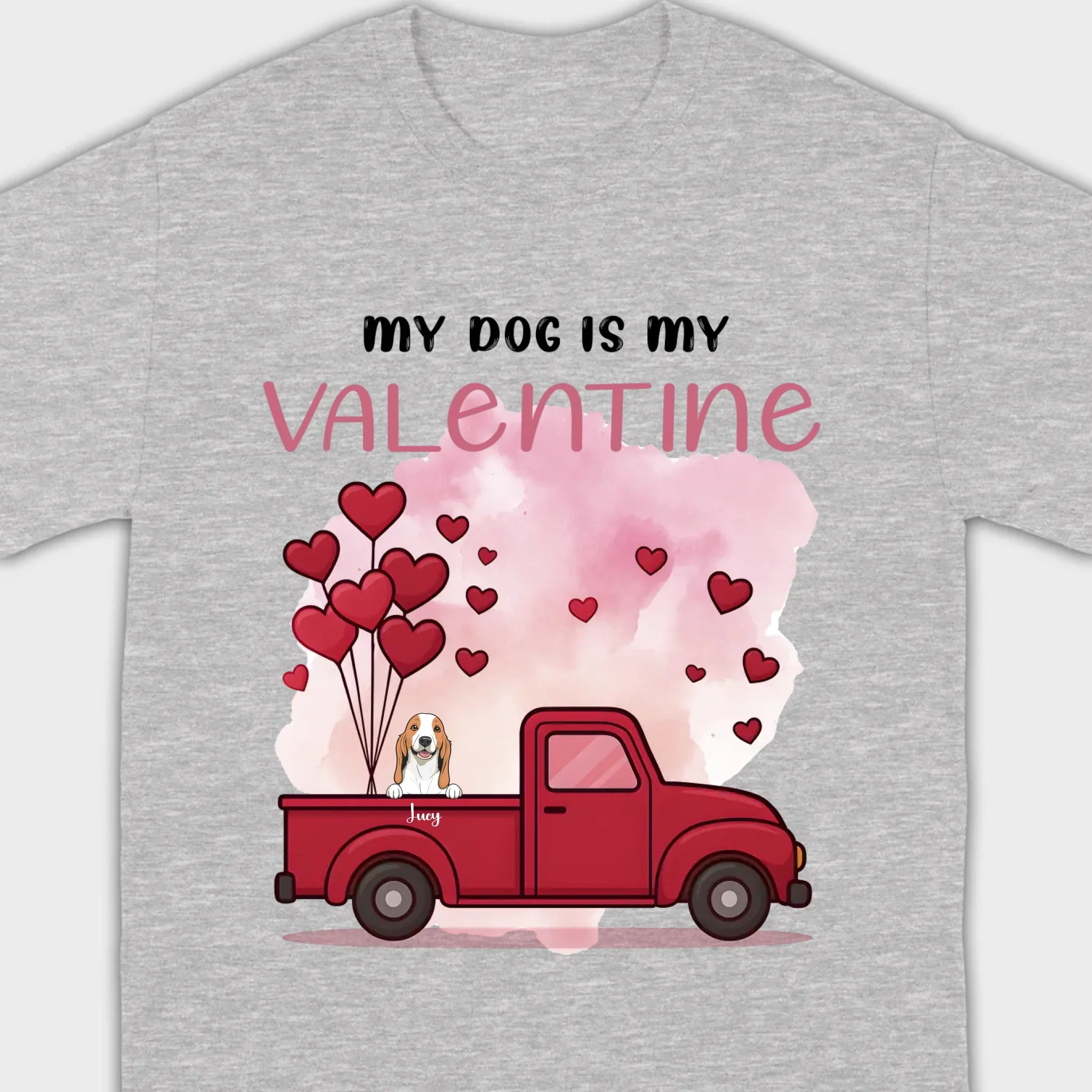 Valentine Gift Hoodie with Red Truck and Dog Names – Cute & Personalized - 89Prints