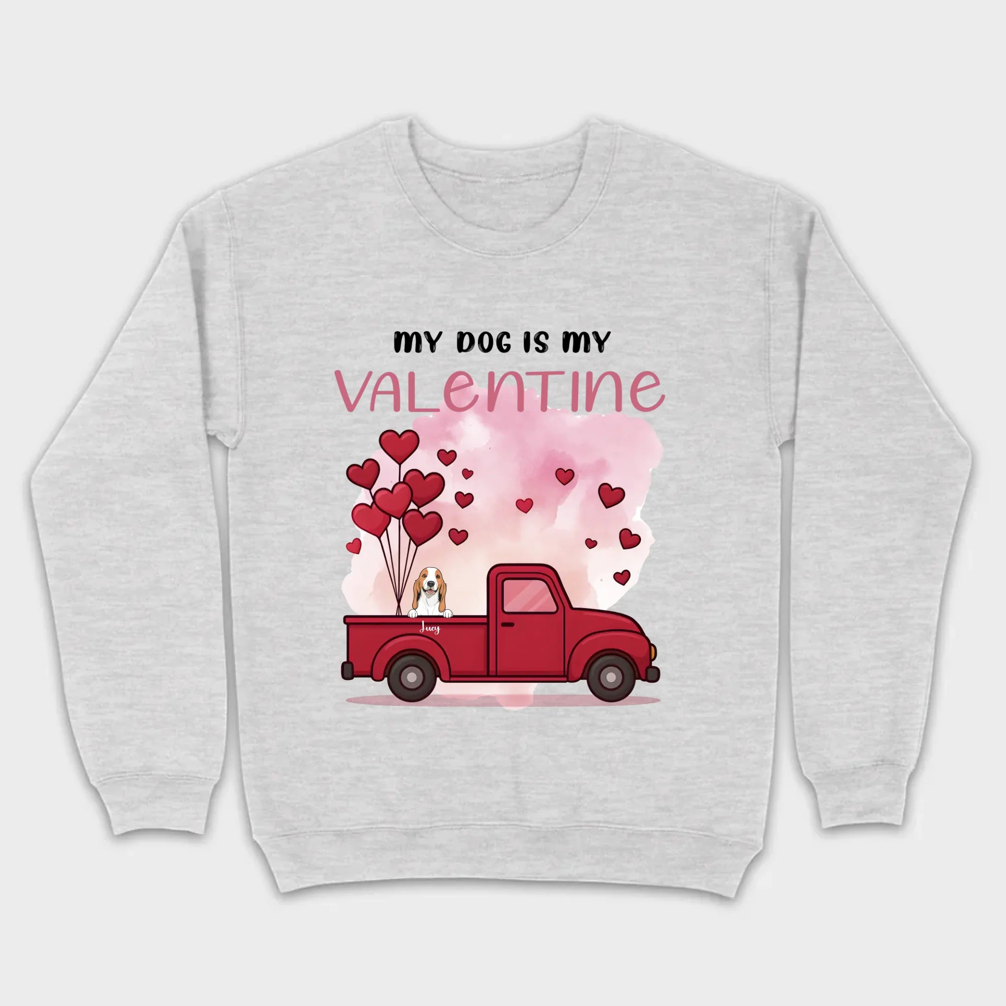 Valentine Gift Hoodie with Red Truck and Dog Names – Cute & Personalized - 89Prints