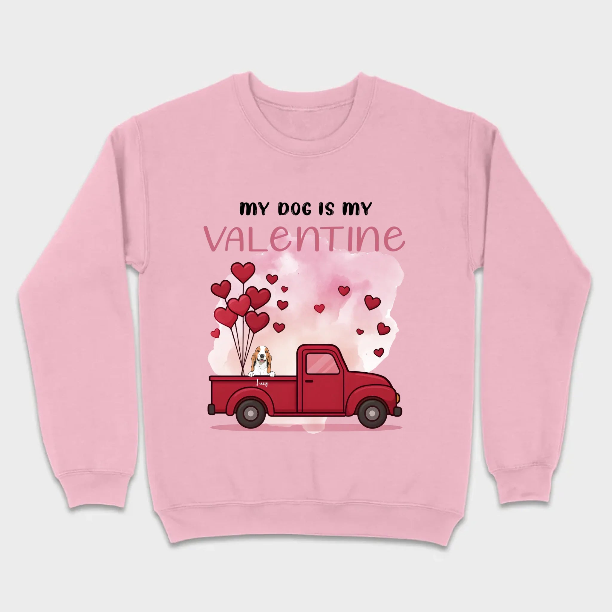 Valentine Gift Hoodie with Red Truck and Dog Names – Cute & Personalized - 89Prints