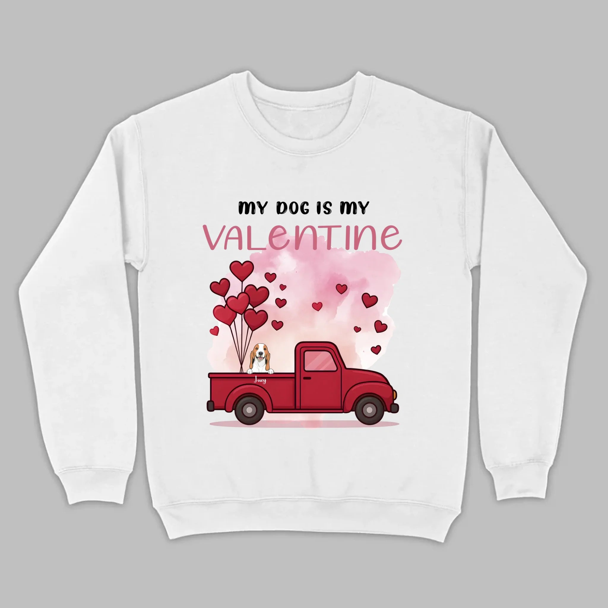 Valentine Gift Hoodie with Red Truck and Dog Names – Cute & Personalized - 89Prints