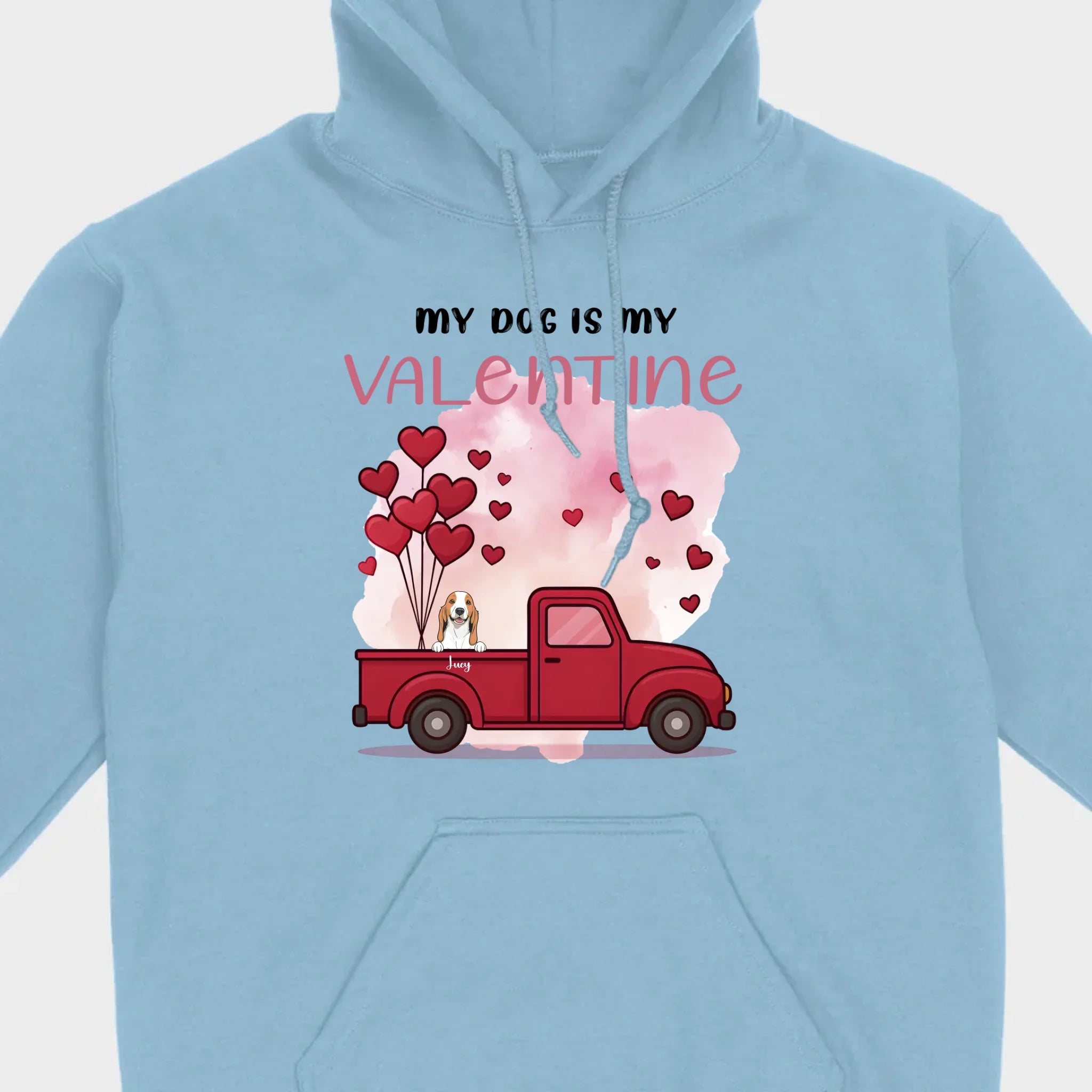 Valentine Gift Hoodie with Red Truck and Dog Names – Cute & Personalized - 89Prints