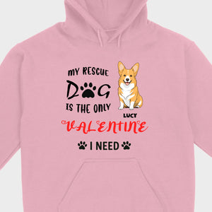 Dog Lover Valentine Shirt with “My Rescue Dog Is the Only Valentine I Need” - 89Prints