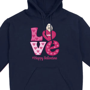 Dog Graphic Valentine Tee – Pink “LOVE” Design with “#Happy Valentine” - 89Prints