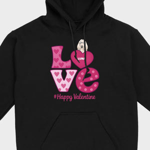 Dog Graphic Valentine Tee – Pink “LOVE” Design with “#Happy Valentine” - 89Prints