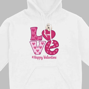 Dog Graphic Valentine Tee – Pink “LOVE” Design with “#Happy Valentine” - 89Prints