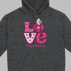Dog Graphic Valentine Tee – Pink “LOVE” Design with “#Happy Valentine” - 89Prints